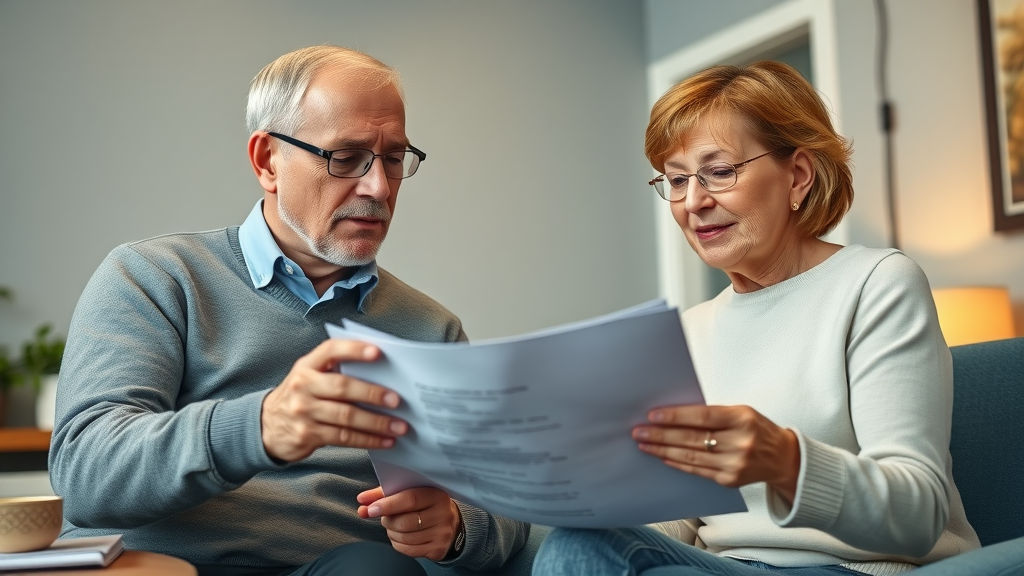 Senior couple reviewing Medicare insurance in Muskegon County with agent