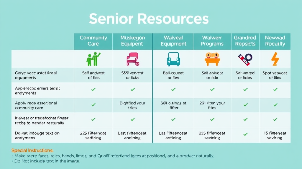 Infographic comparing Muskegon and Grand Rapids eldercare medication resources and community care services