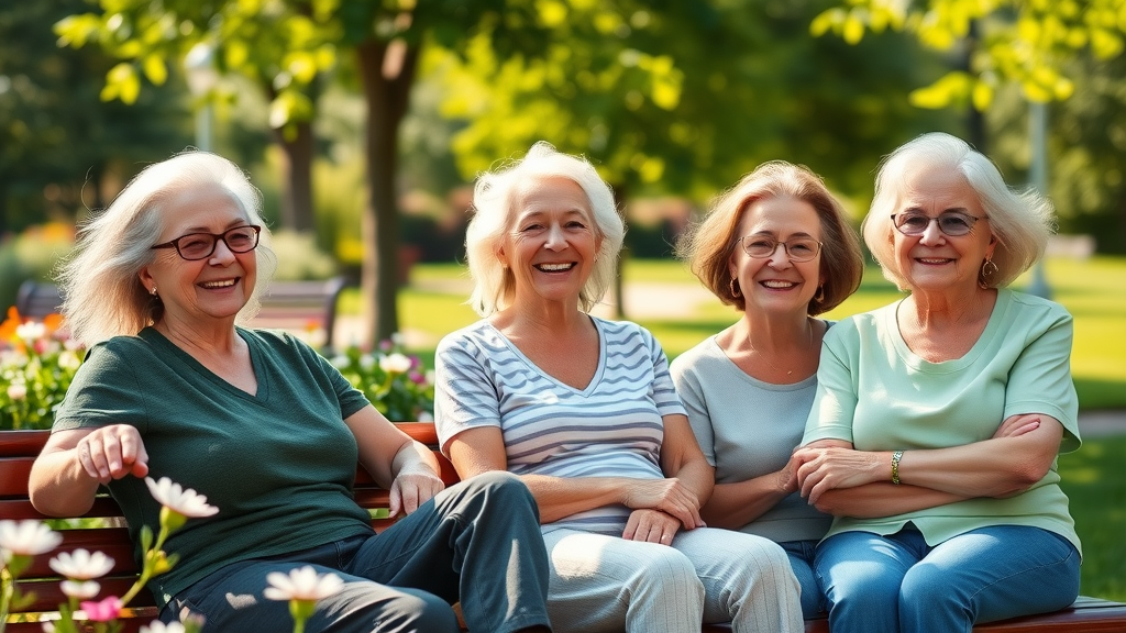 Muskegon senior medical coverage serene group of smiling seniors at vibrant park enjoying healthcare security