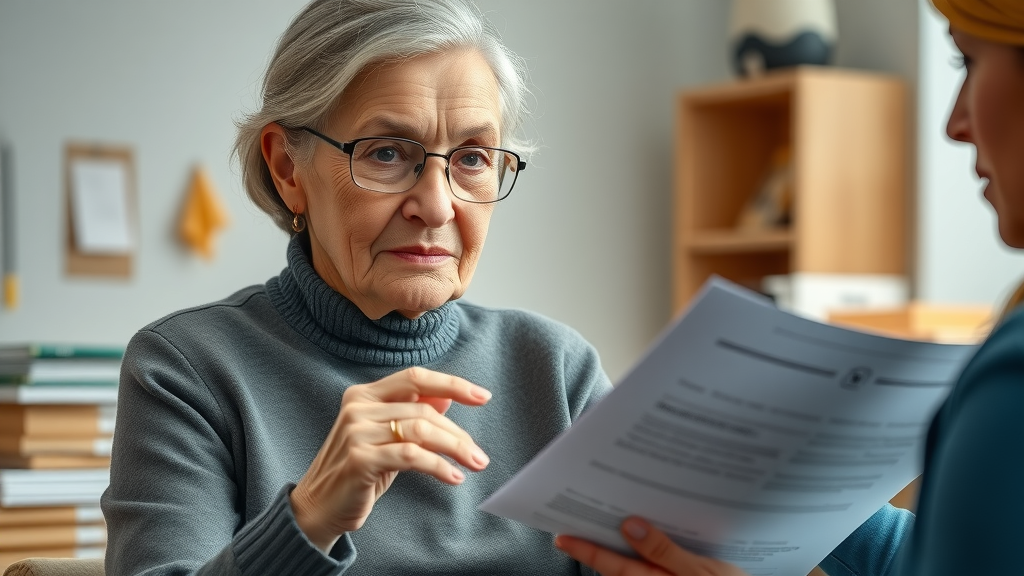 Caseworker helping resilient Muskegon senior with assistance paperwork and prescription needs