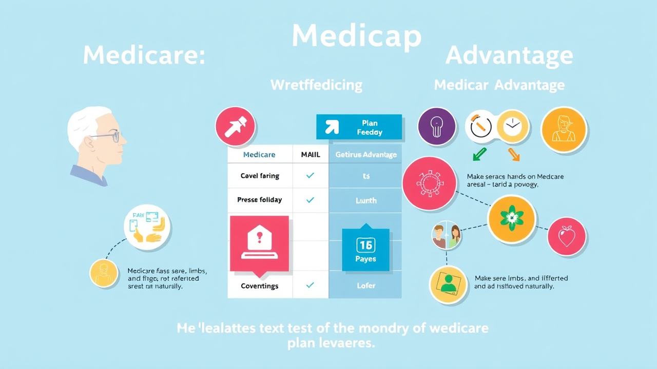 Infographic showing differences among Medicare, Medigap, and Medicare Advantage in Muskegon ((spell all words correctly))