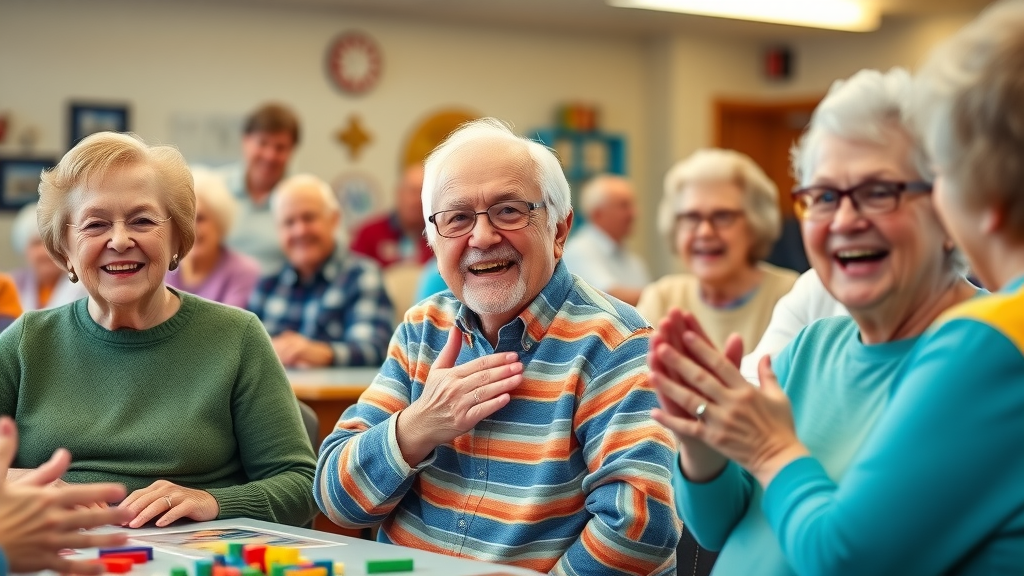 active seniors enjoying group activity at Muskegon senior center, engaging in senior resources and support