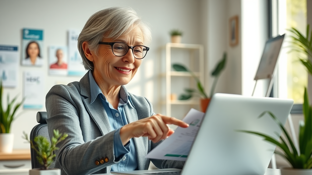 Senior healthcare advisor and woman exploring Medicare options in Muskegon