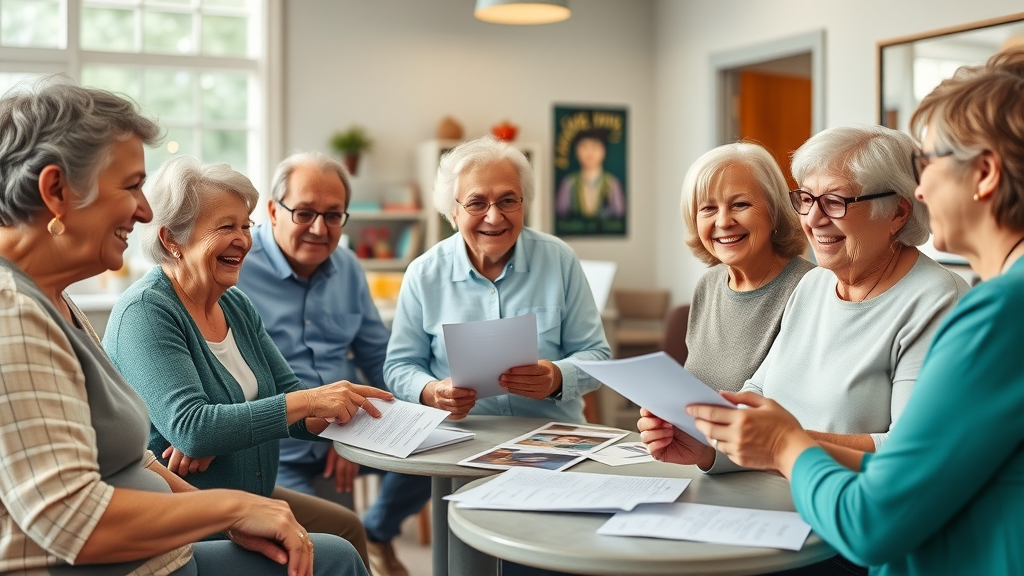 diverse group of seniors collaborating at Muskegon community help center, patient assistance program application guide, local support resources