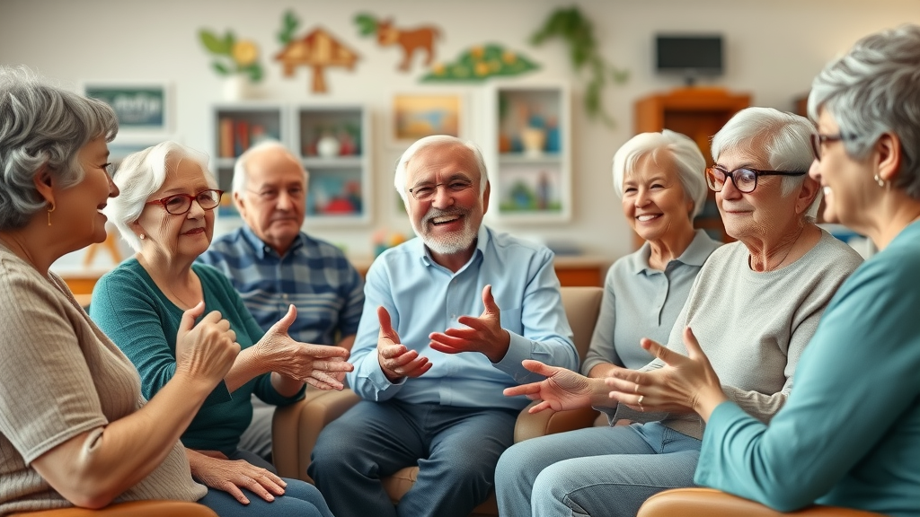 Diverse Muskegon seniors and advisor in friendly FAQ session on medical coverage