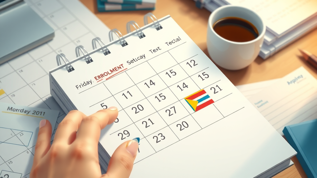 Close-up of calendar with Medicare enrollment periods highlighted for Muskegon County residents