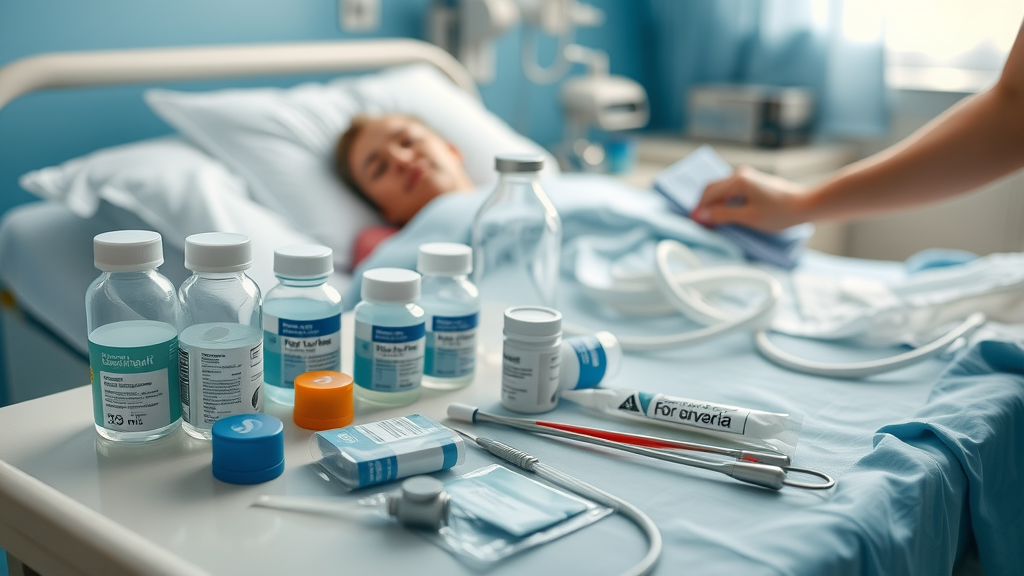 Organized supplies for post-surgery care and attentive caregiver in Muskegon home