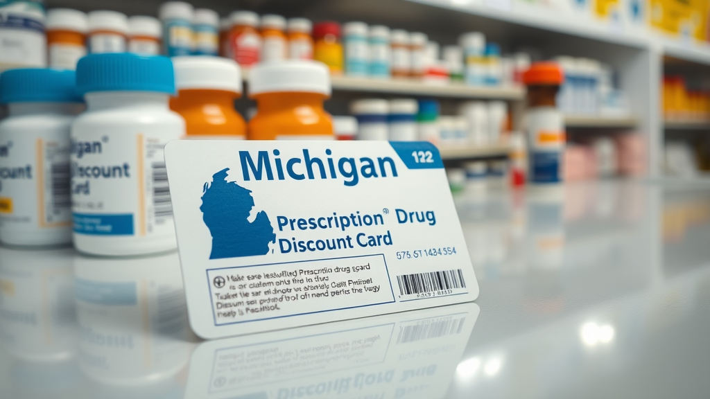 Michigan prescription drug discount card close-up for Muskegon elder prescription assistance